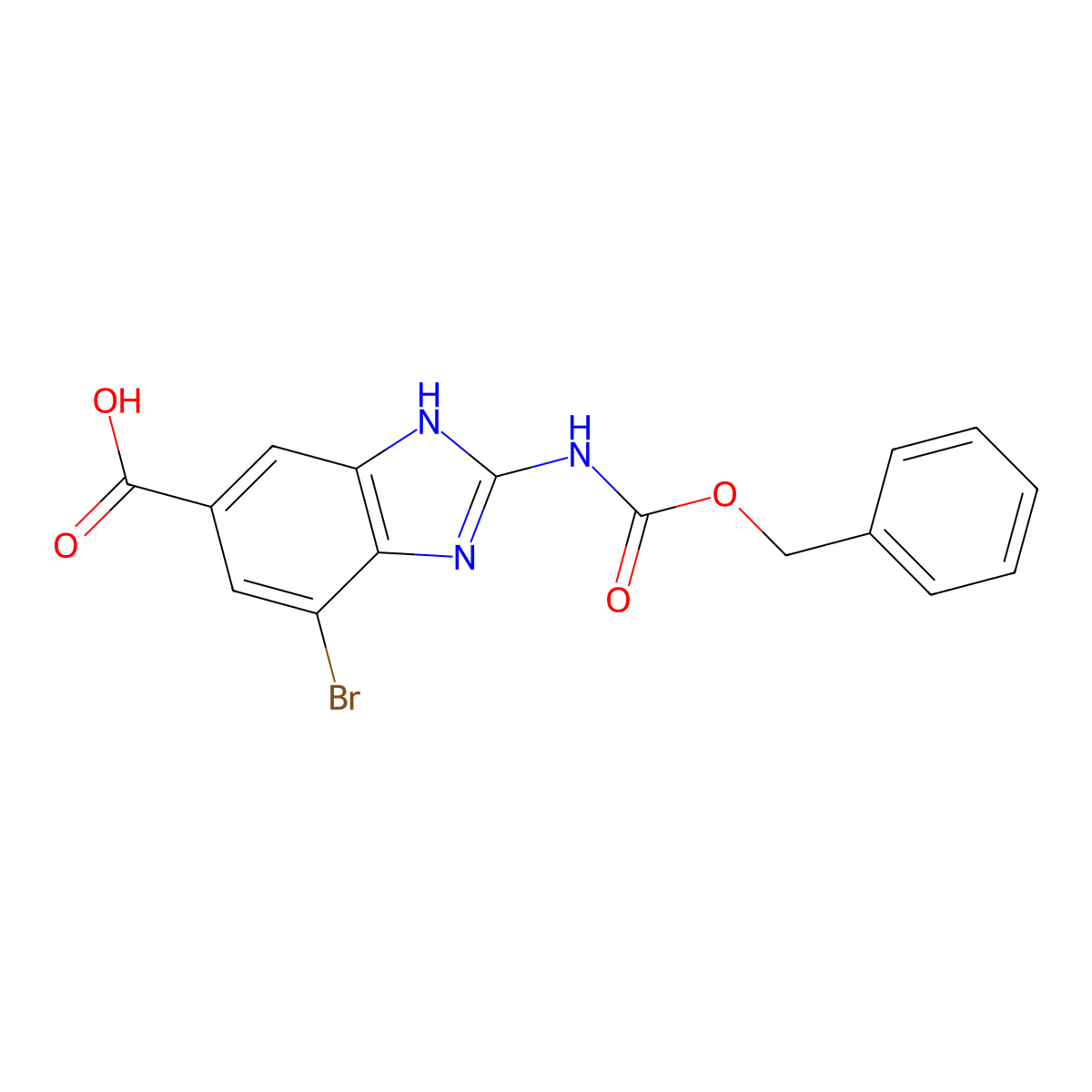 2-{[(benzyloxy)carbonyl]amino}-4-bromo-1H-1,3-benzodiazole-6-carboxylic acid molecular structure, CAS 2580251-62-1