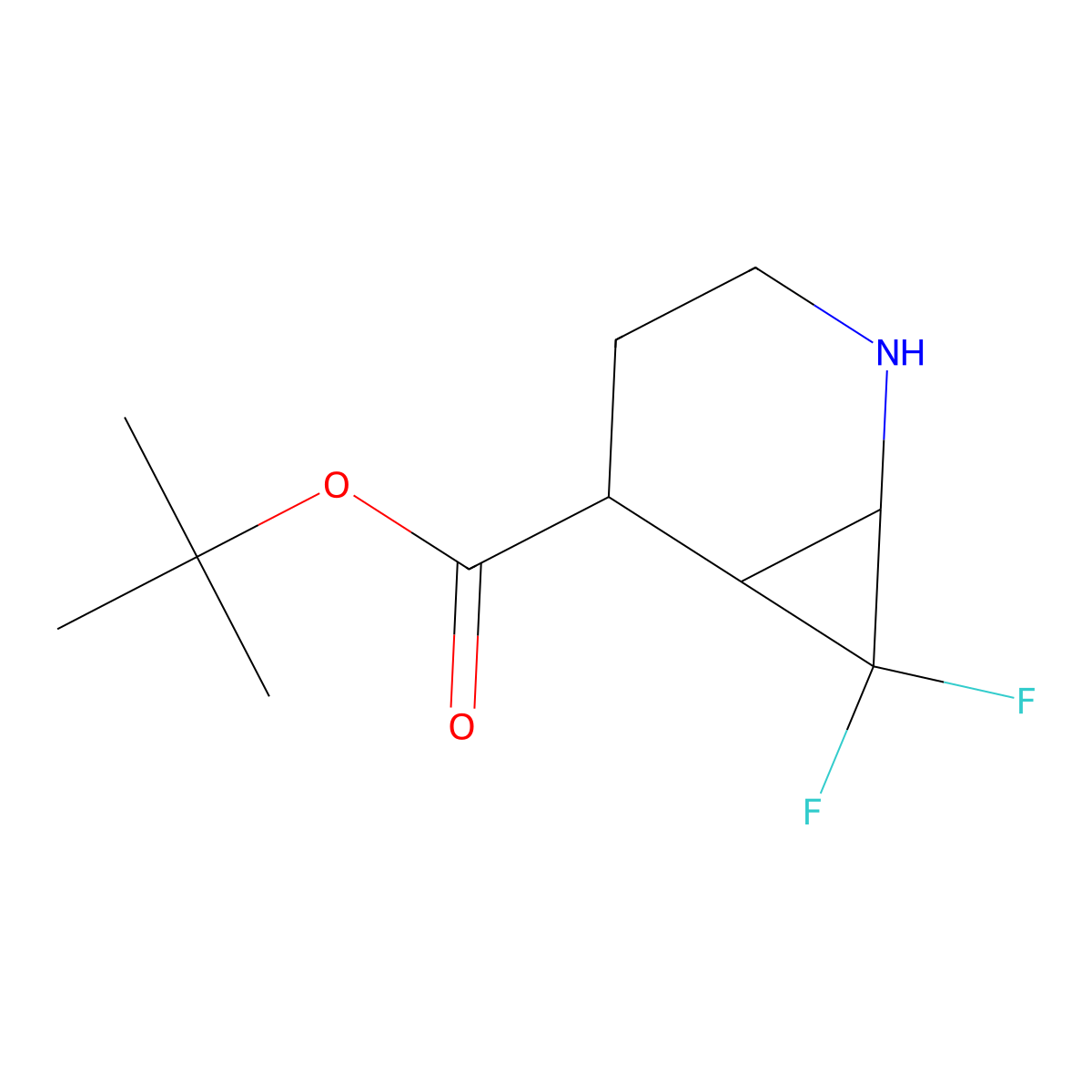 Tert-butyl 7,7-difluoro-2-azabicyclo[4.1.0]heptane-5-carboxylate molecular structure, CAS 2580251-63-2