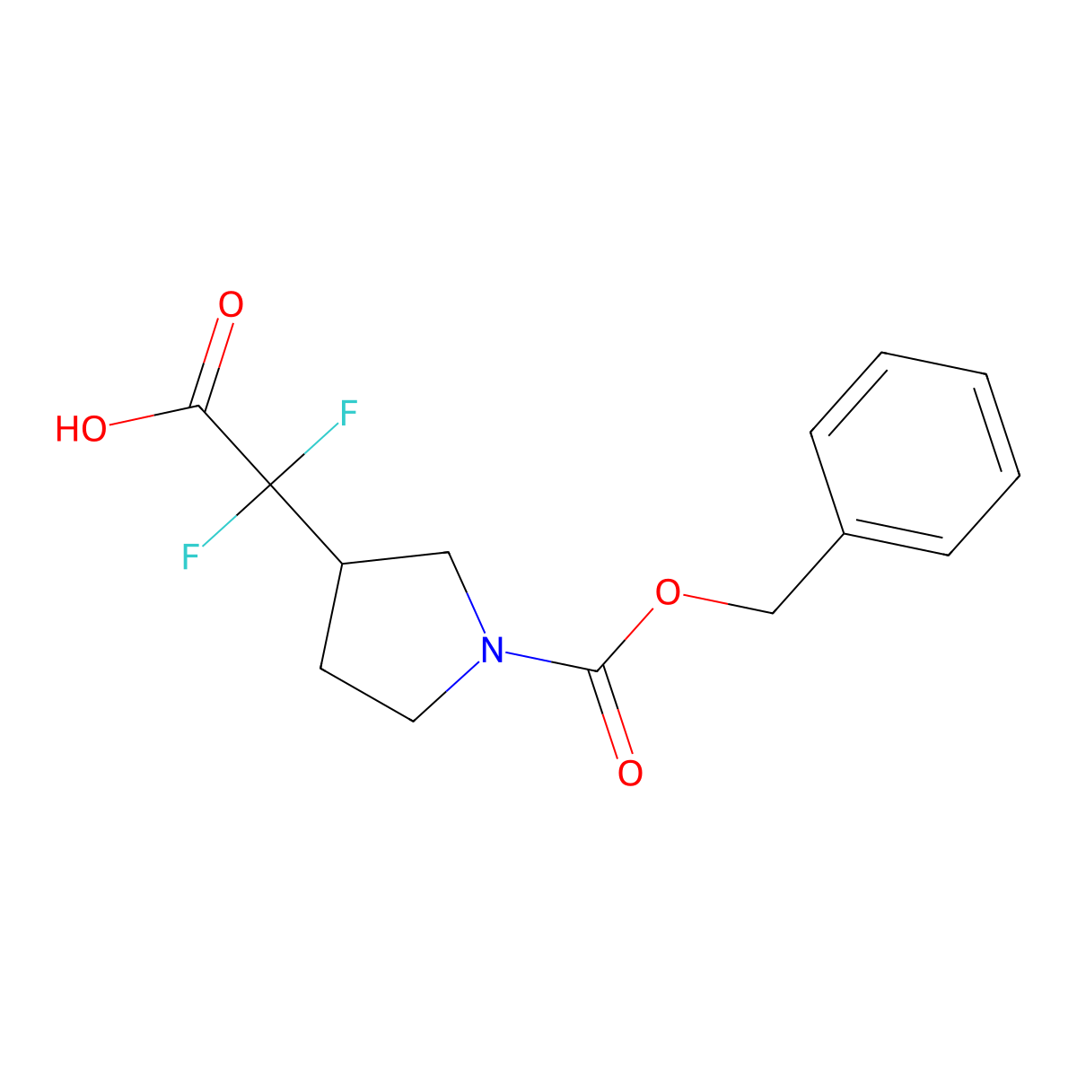 2-{1-[(Benzyloxy)carbonyl]pyrrolidin-3-yl}-2,2-difluoroacetic acid molecular structure, CAS 2580251-66-5