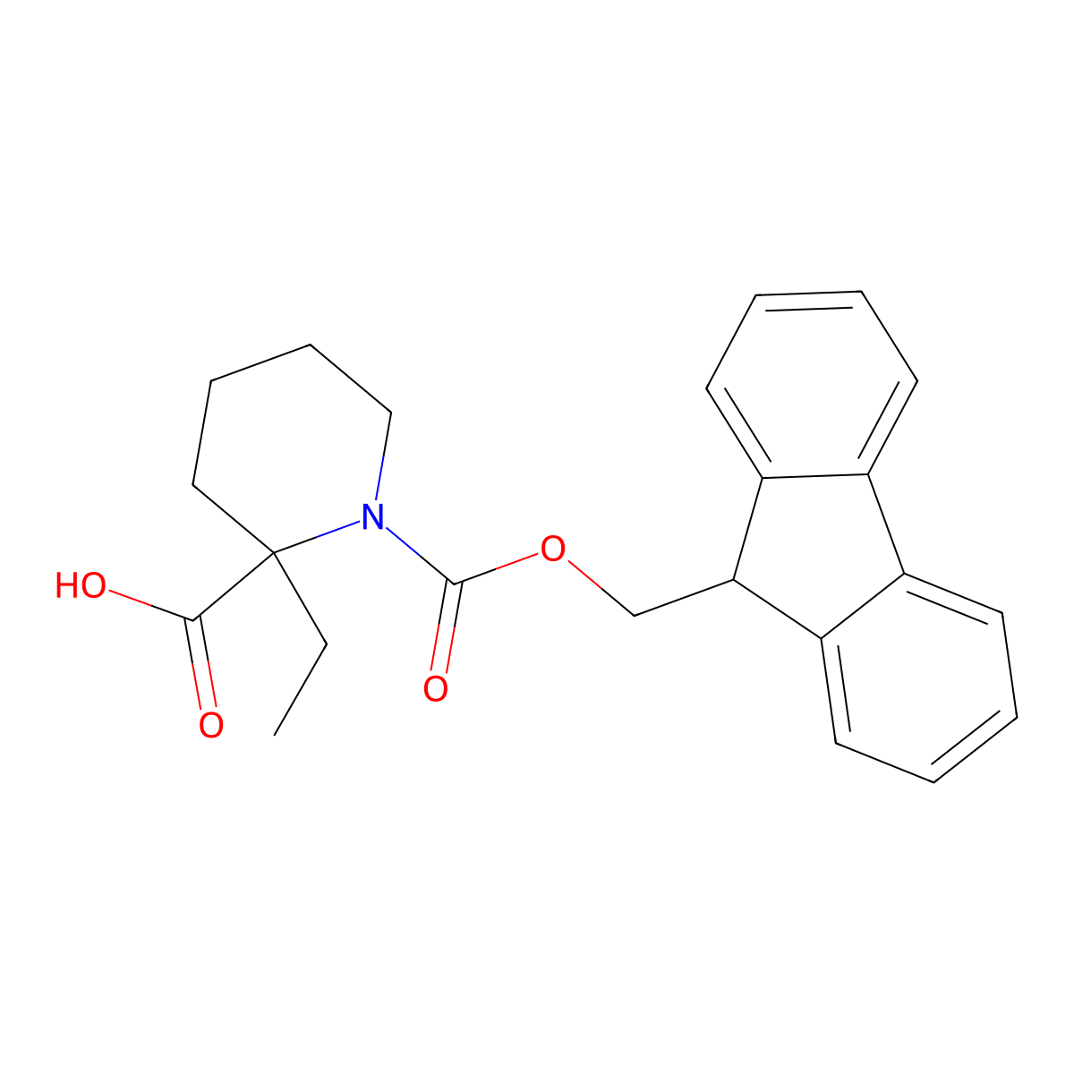 2-ethyl-1-{[(9H-fluoren-9-yl)methoxy]carbonyl}piperidine-2-carboxylic acid molecular structure, CAS 2580251-74-5
