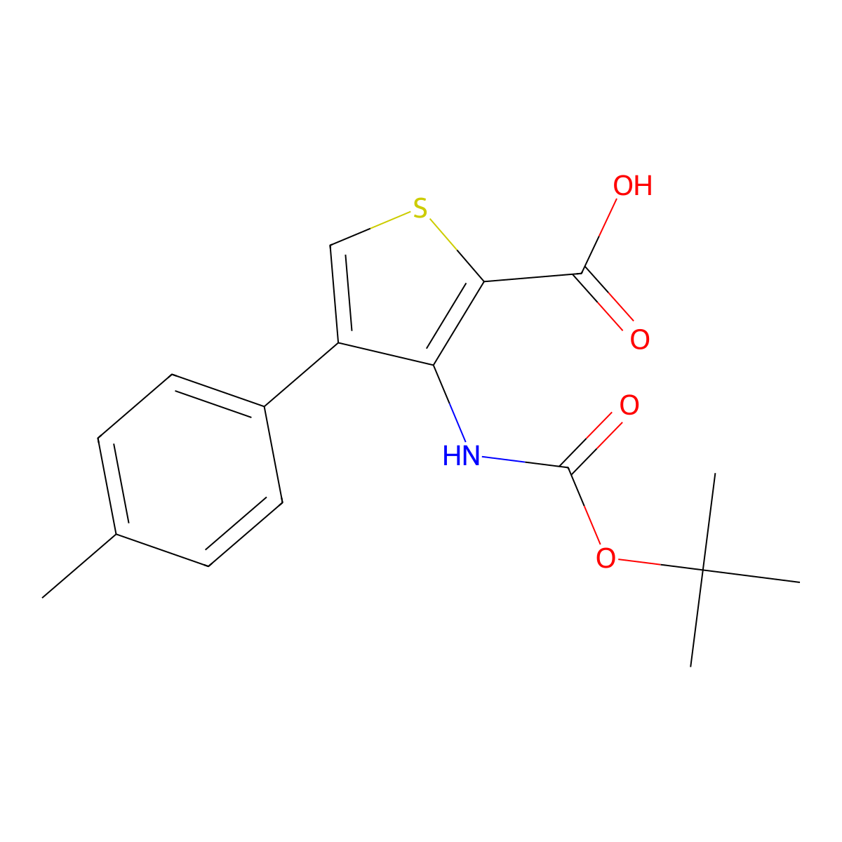 3-{[(Tert-butoxy)carbonyl]amino}-4-(4-methylphenyl)thiophene-2-carboxylic acid molecular structure, CAS 2580251-78-9