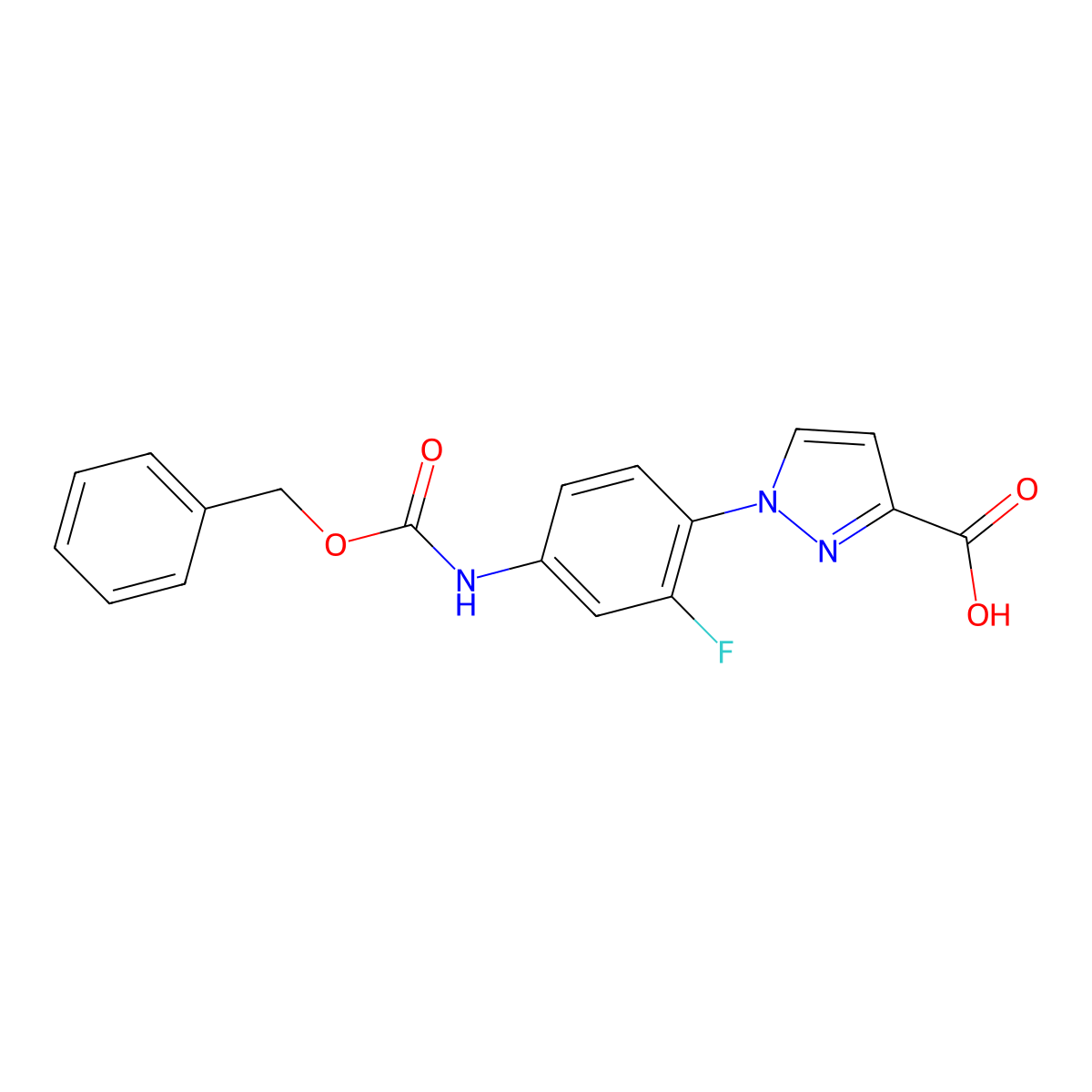 1-(4-{[(benzyloxy)carbonyl]amino}-2-fluorophenyl)-1H-pyrazole-3-carboxylic acid molecular structure, CAS 2580251-80-3
