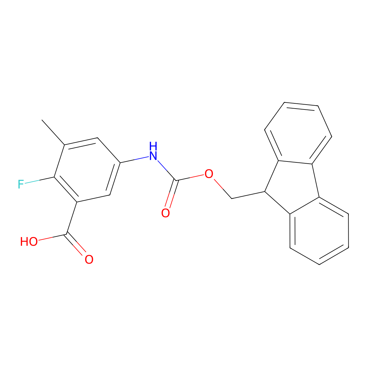 5-({[(9H-fluoren-9-yl)methoxy]carbonyl}amino)-2-fluoro-3-methylbenzoic acid molecular structure, CAS 2580251-81-4