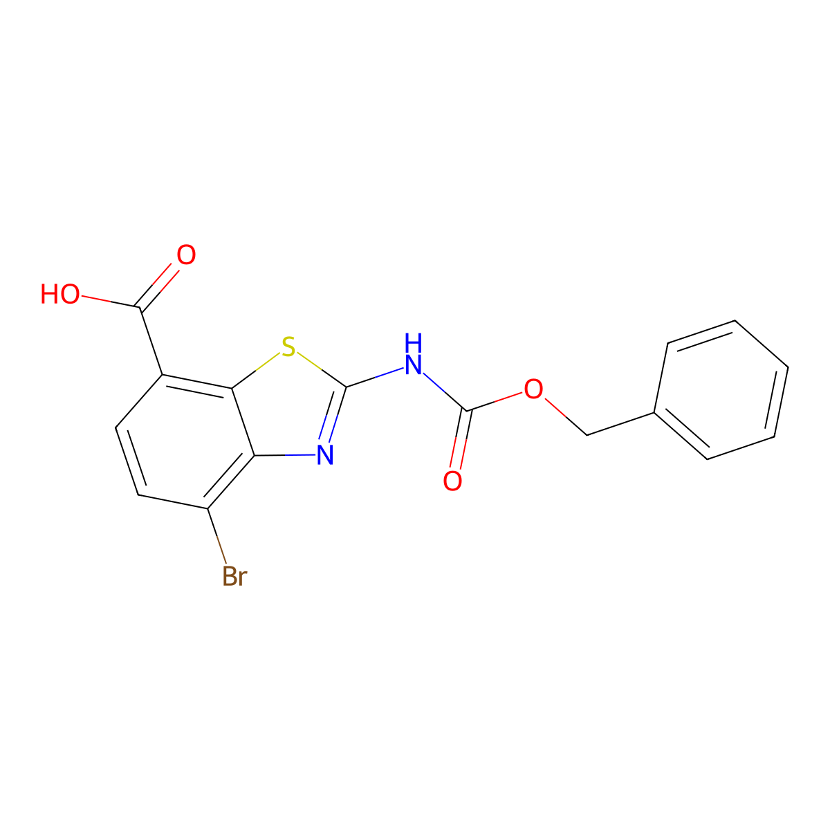 2-{[(Benzyloxy)carbonyl]amino}-4-bromo-1,3-benzothiazole-7-carboxylic acid molecular structure, CAS 2580252-05-5