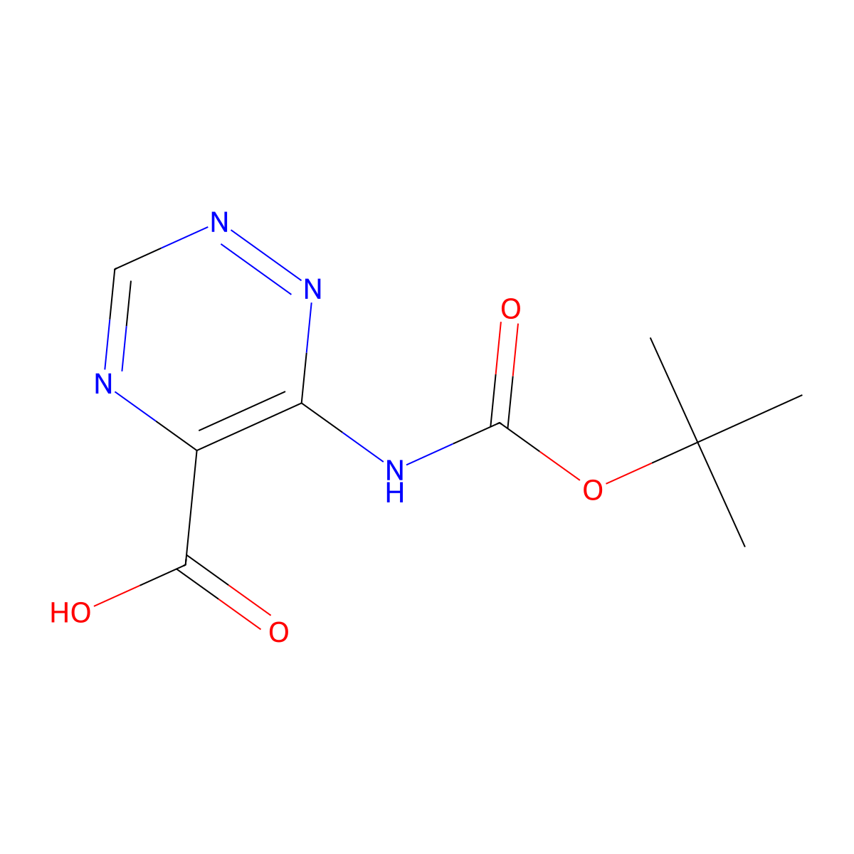 6-{[(Tert-butoxy)carbonyl]amino}-1,2,4-triazine-5-carboxylic acid molecular structure, CAS 2580252-07-7