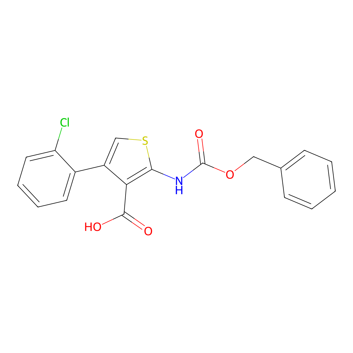 2-{[(Benzyloxy)carbonyl]amino}-4-(2-chlorophenyl)thiophene-3-carboxylic acid molecular structure, CAS 2580252-08-8