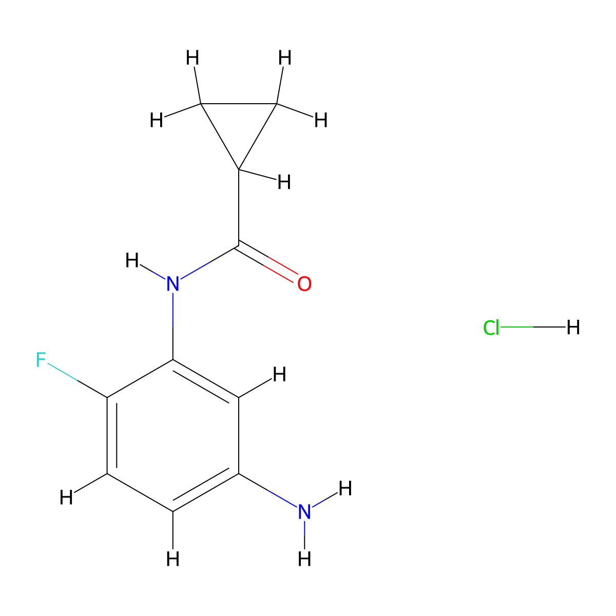 N-(5-amino-2-fluorophenyl)cyclopropanecarboxamide hydrochloride molecular structure, CAS 2580252-10-2