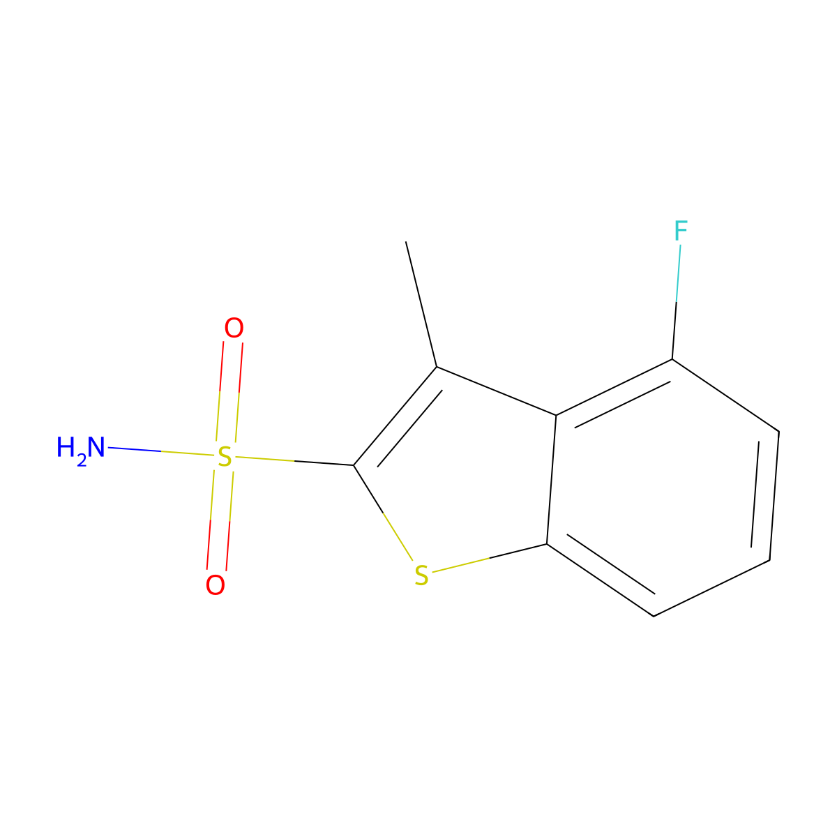 4-Fluoro-3-methyl-1-benzothiophene-2-sulfonamide molecular structure, CAS 2580252-12-4