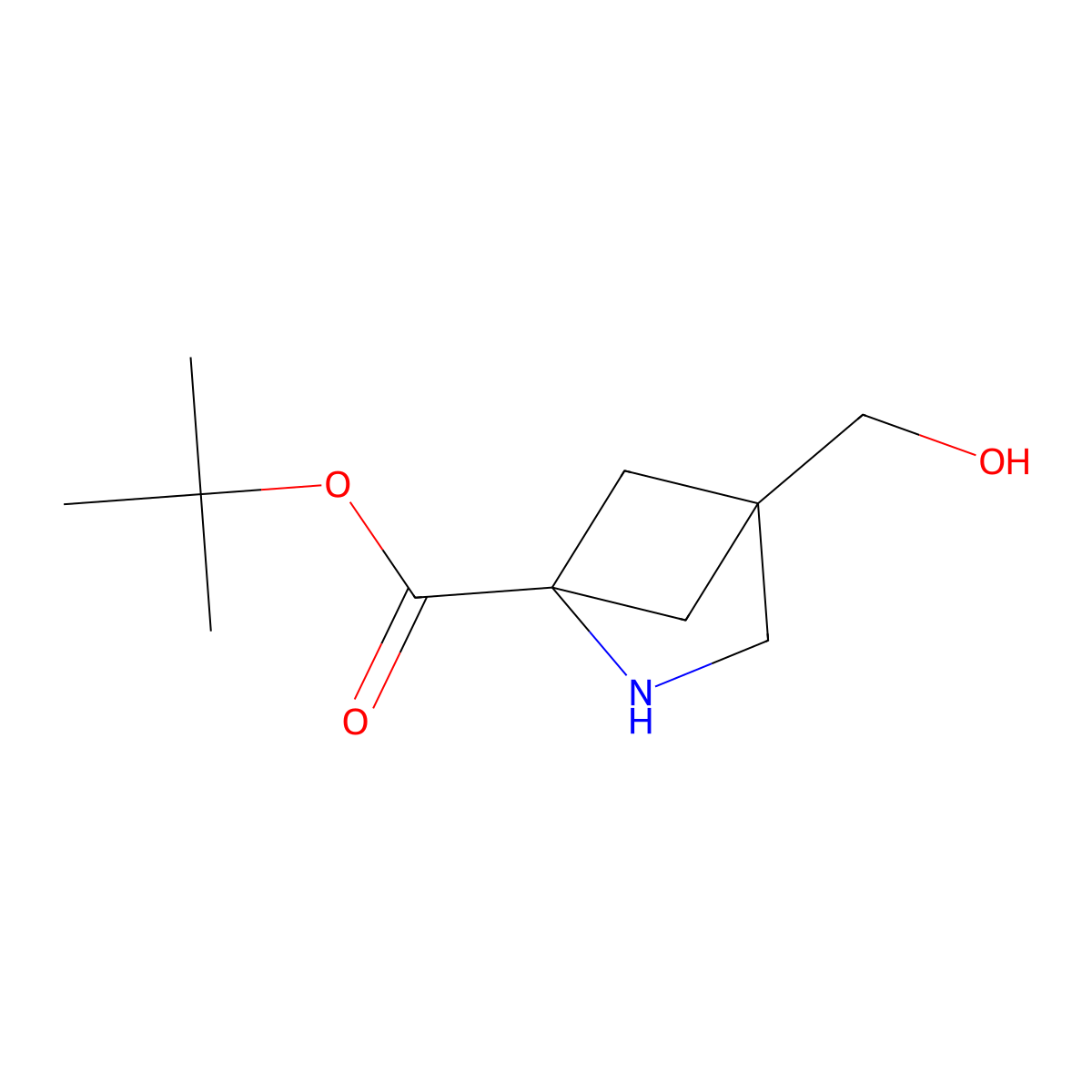 Tert-butyl 4-(hydroxymethyl)-2-azabicyclo[2.1.1]hexane-1-carboxylate molecular structure, CAS 2580252-16-8