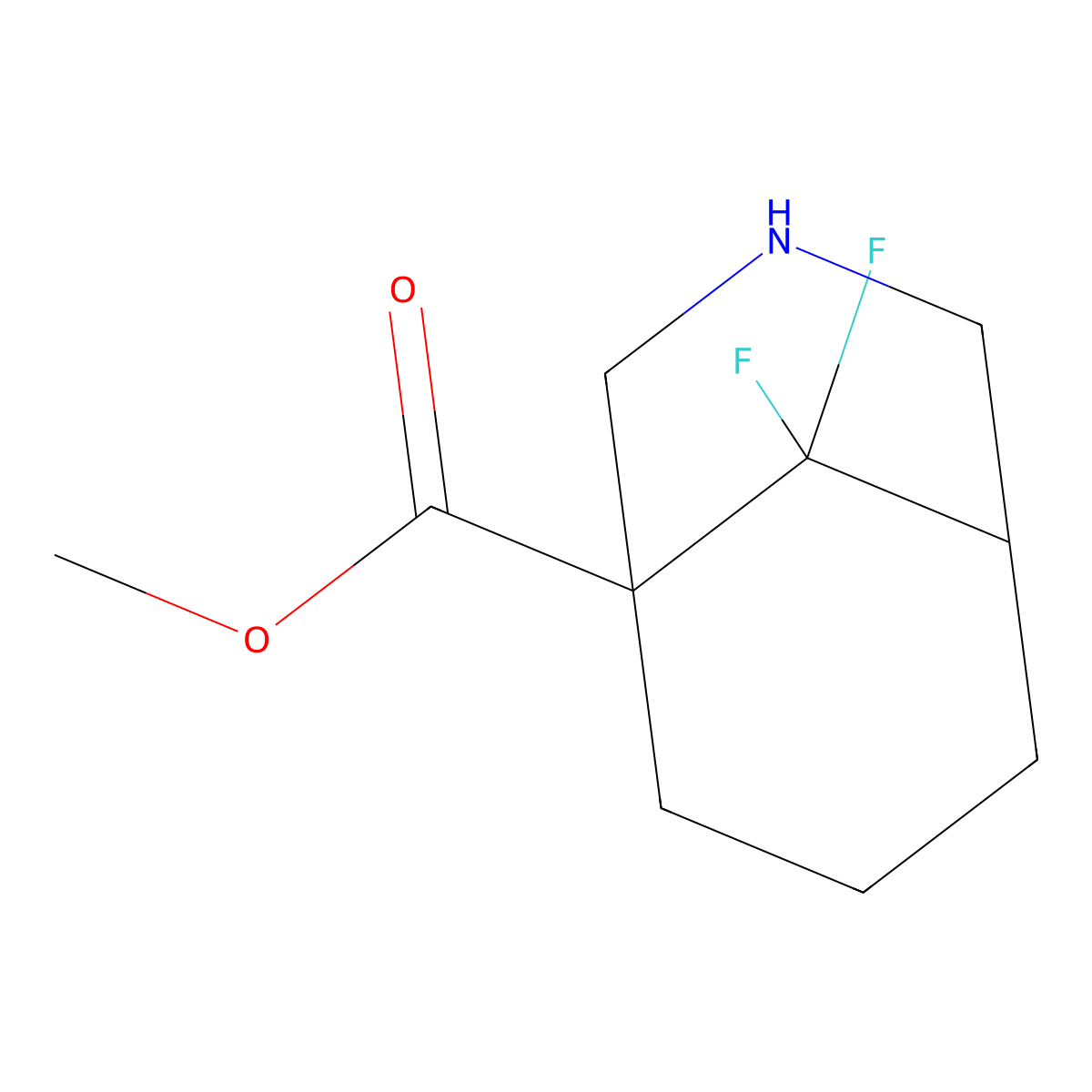 Methyl 9,9-difluoro-3-azabicyclo[3.3.1]nonane-1-carboxylate molecular structure, CAS 2580252-22-6
