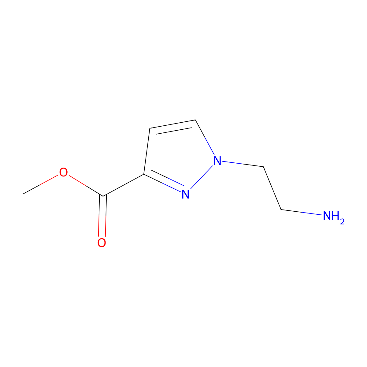 methyl 1-(2-aminoethyl)-1H-pyrazole-3-carboxylate molecular structure, CAS 2580252-29-3