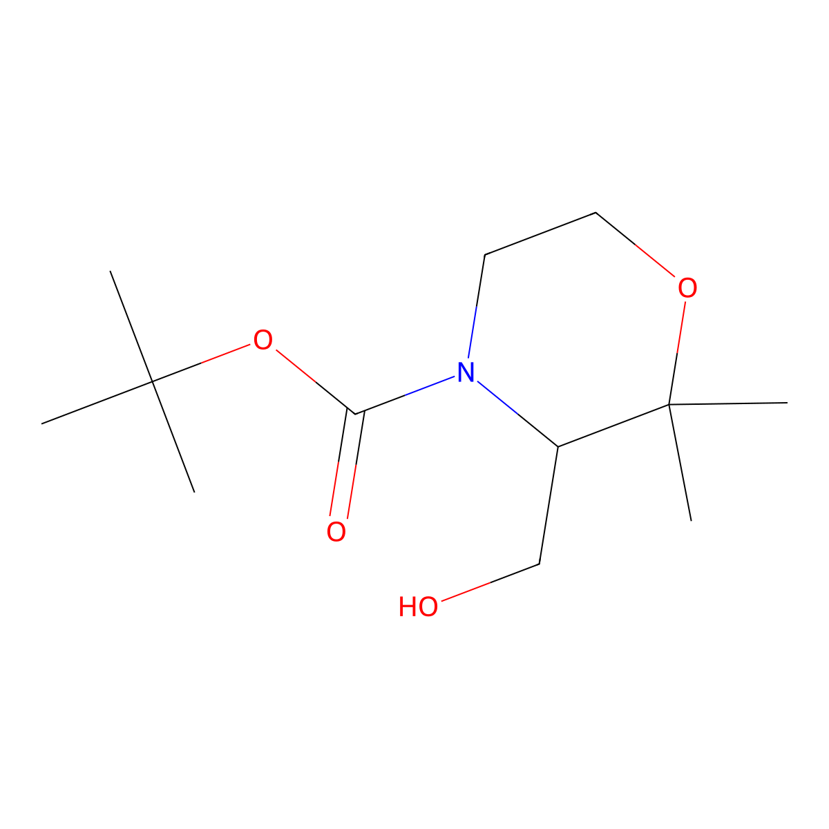 Tert-butyl 3-(hydroxymethyl)-2,2-dimethylmorpholine-4-carboxylate molecular structure, CAS 2580252-40-8