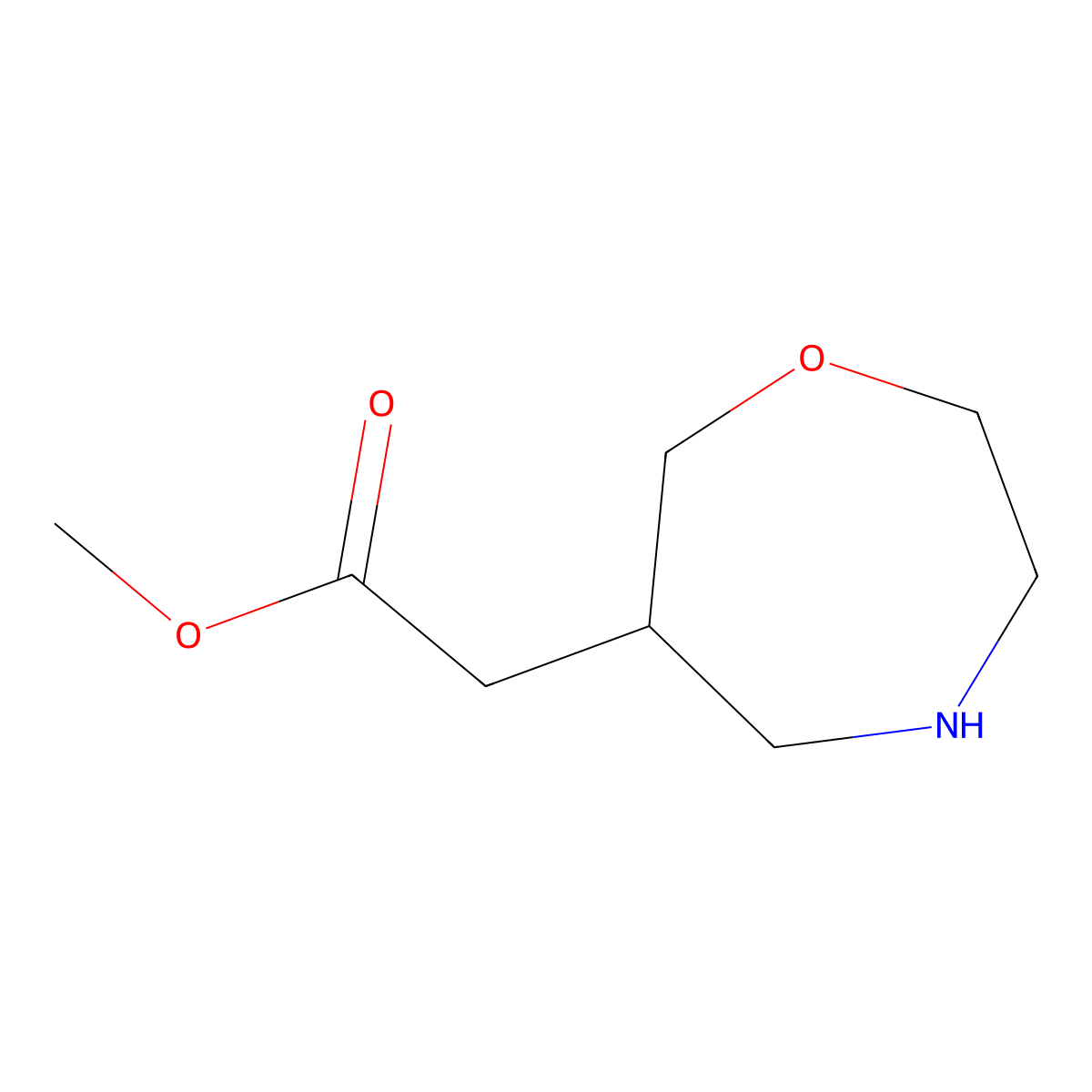 Methyl 2-(1,4-oxazepan-6-yl)acetate molecular structure, CAS 2580252-41-9