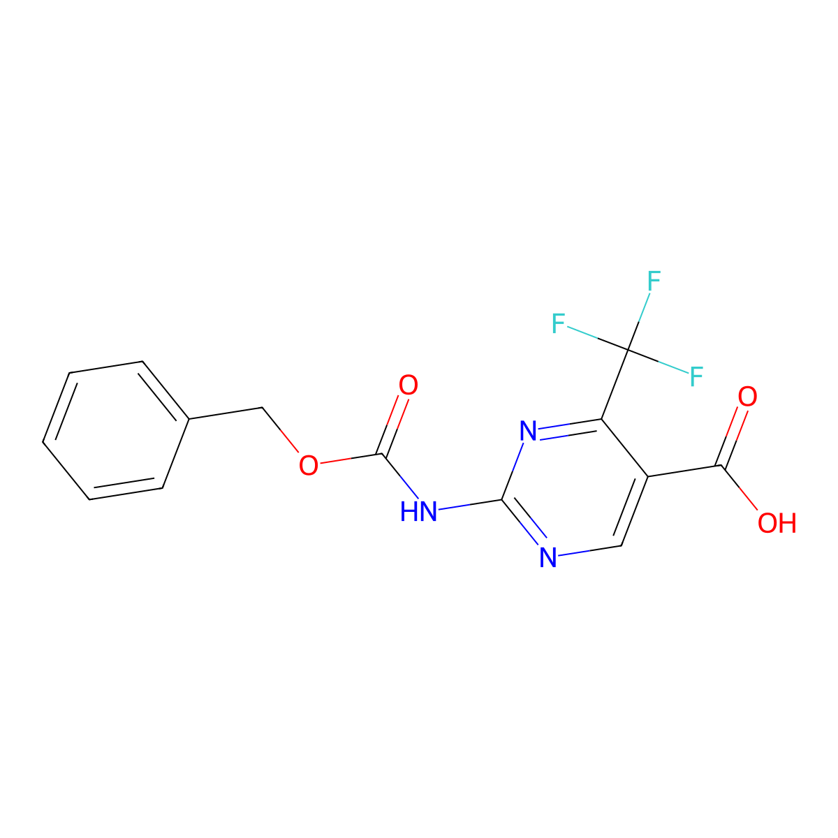2-{[(Benzyloxy)carbonyl]amino}-4-(trifluoromethyl)pyrimidine-5-carboxylic acid molecular structure, CAS 2580252-44-2