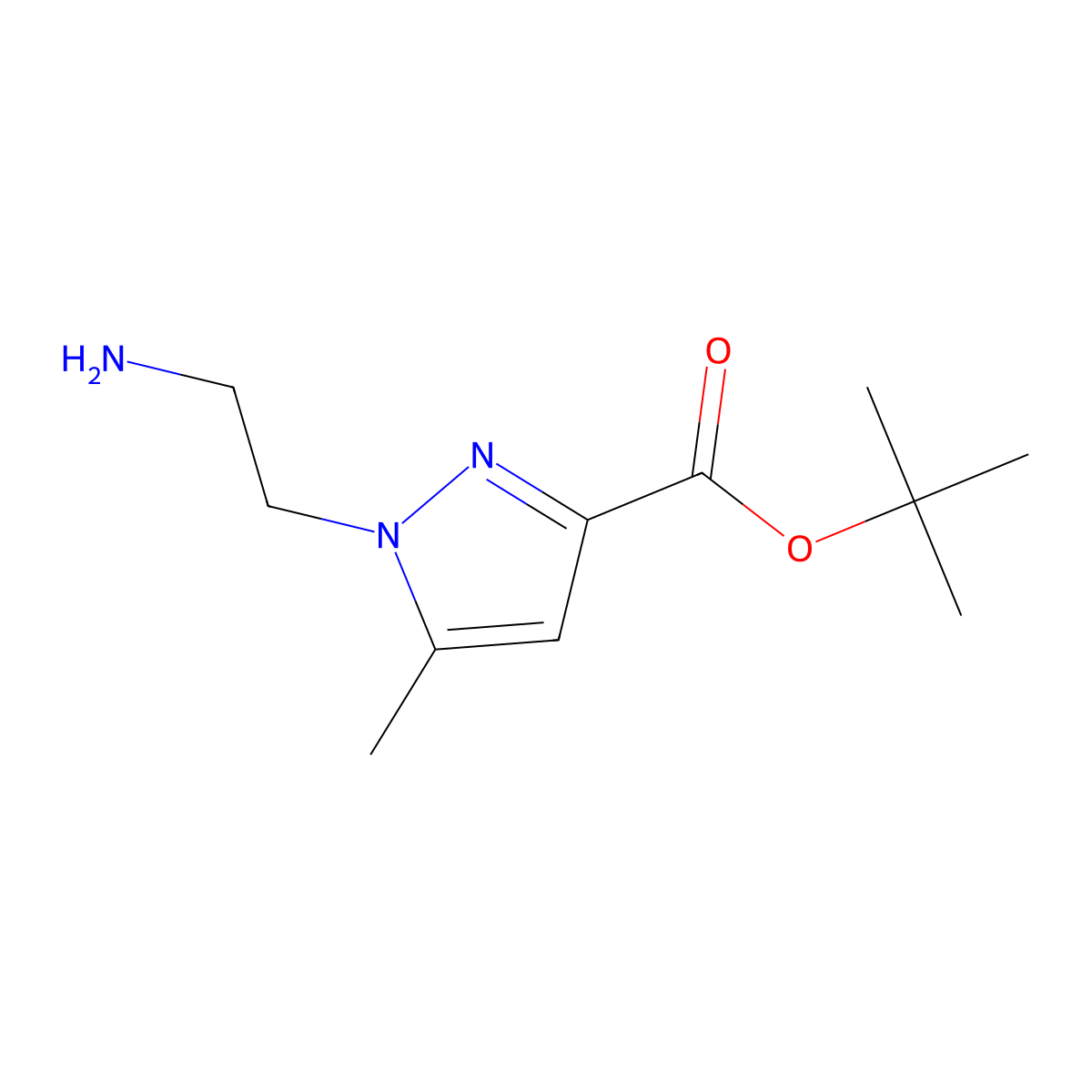tert-butyl 1-(2-aminoethyl)-5-methyl-1H-pyrazole-3-carboxylate molecular structure, CAS 2580252-47-5