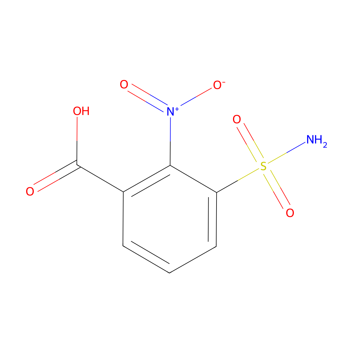 2-Nitro-3-sulfamoylbenzoic acid molecular structure, CAS 2580252-48-6