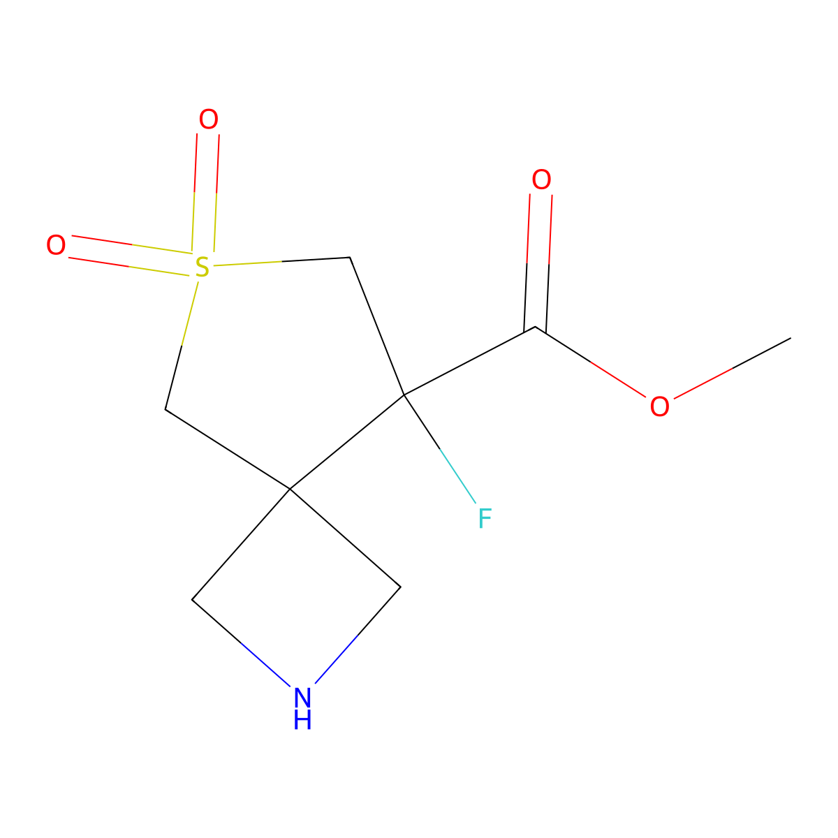 Methyl 8-fluoro-6,6-dioxo-6lambda6-thia-2-azaspiro[3.4]octane-8-carboxylate molecular structure, CAS 2580252-53-3