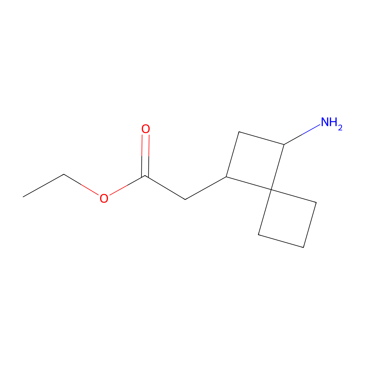 Ethyl 2-{3-aminospiro[3.3]heptan-1-yl}acetate molecular structure, CAS 2580252-54-4