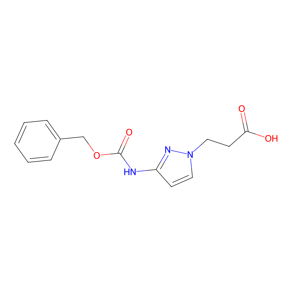 3-(3-{[(benzyloxy)carbonyl]amino}-1H-pyrazol-1-yl)propanoic acid molecular structure, CAS 2580252-68-0