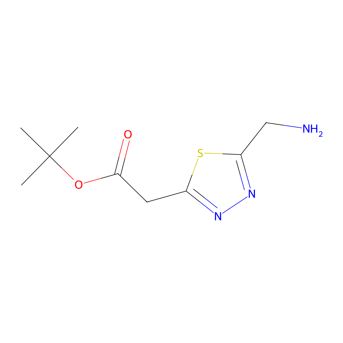 Tert-butyl 2-[5-(aminomethyl)-1,3,4-thiadiazol-2-yl]acetate molecular structure, CAS 2580252-73-7