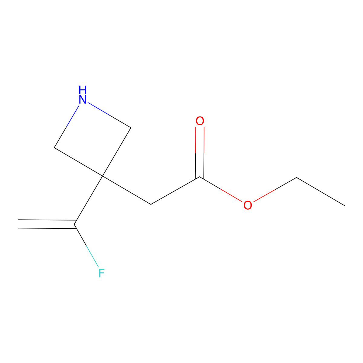Ethyl 2-[3-(1-fluoroethenyl)azetidin-3-yl]acetate molecular structure, CAS 2580252-75-9
