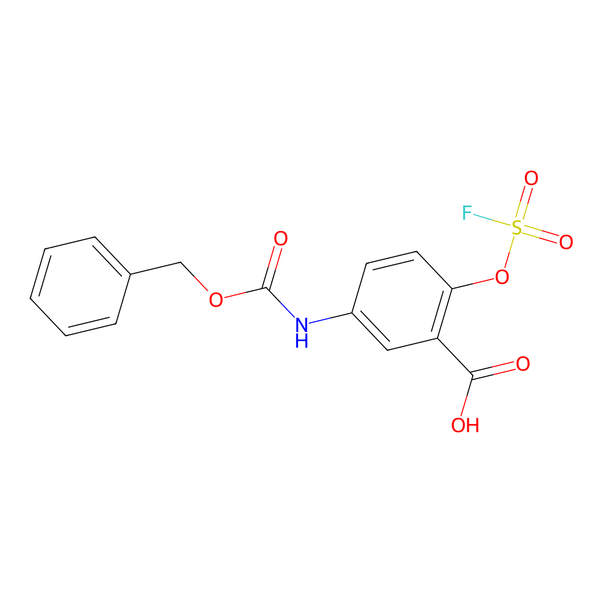 5-{[(Benzyloxy)carbonyl]amino}-2-[(fluorosulfonyl)oxy]benzoic acid molecular structure, CAS 2580252-77-1