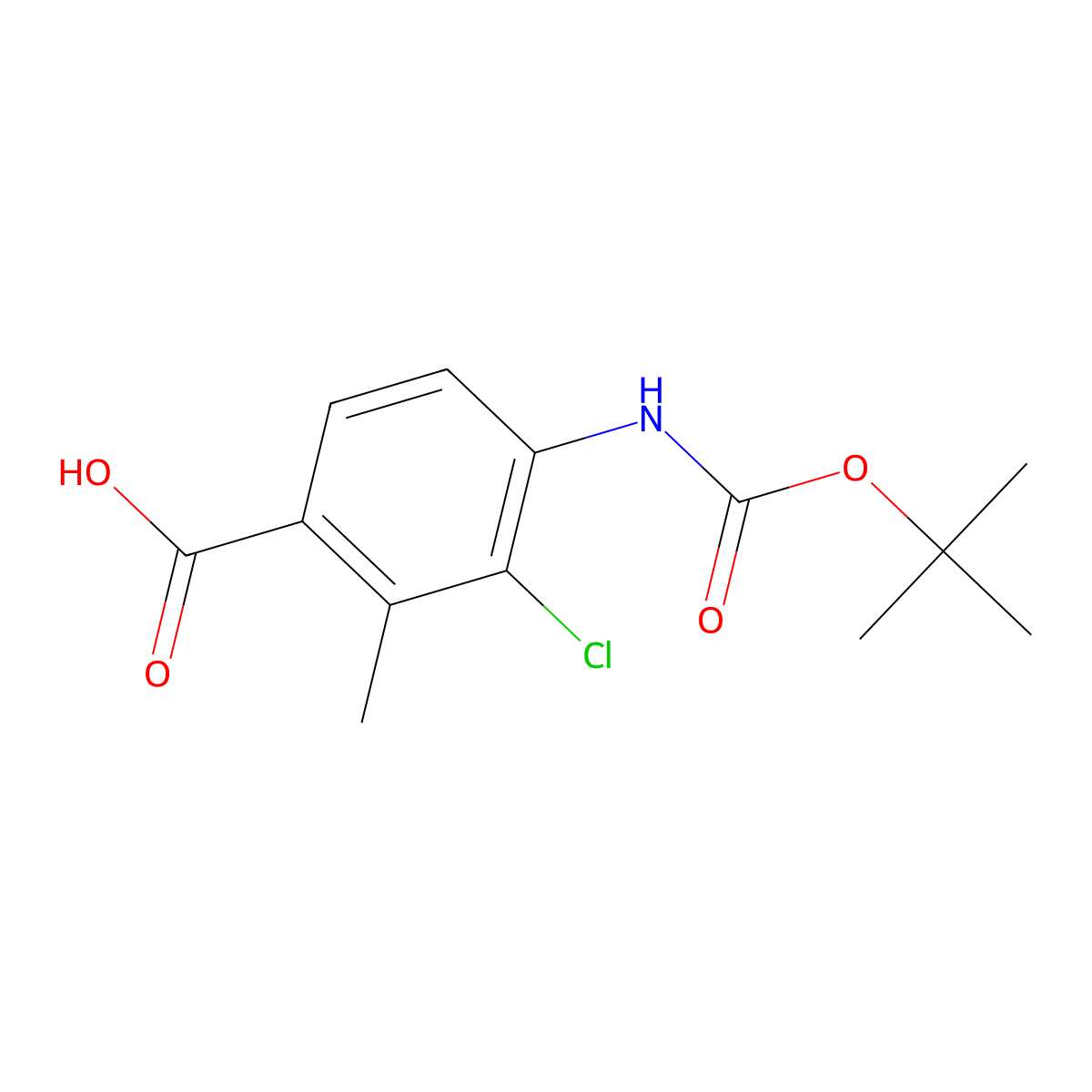 4-{[(Tert-butoxy)carbonyl]amino}-3-chloro-2-methylbenzoic acid molecular structure, CAS 2580252-80-6