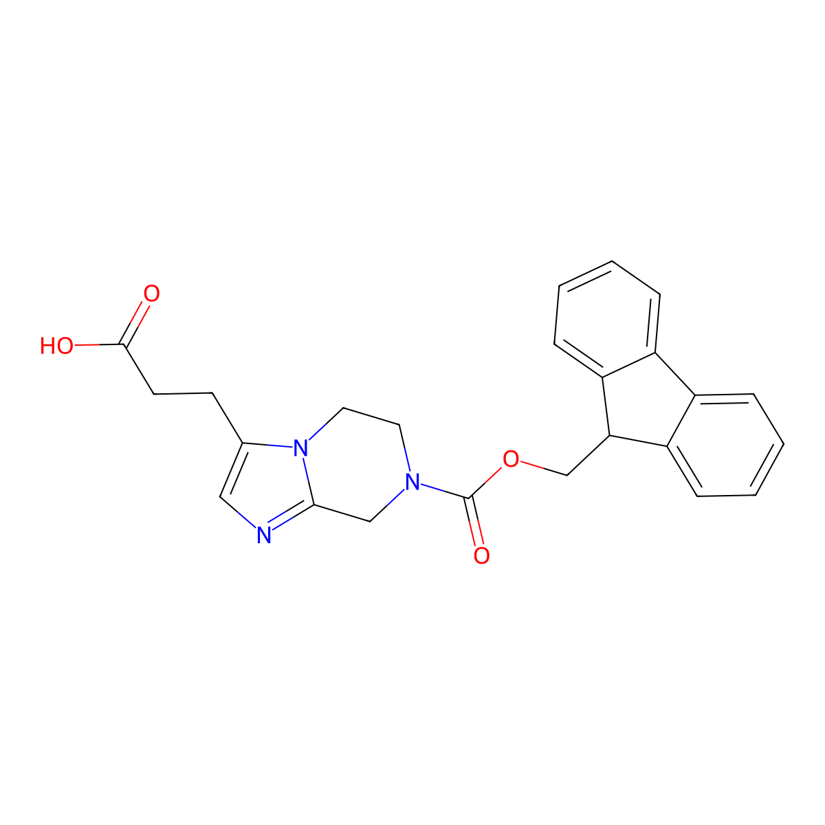 3-(7-{[(9H-fluoren-9-yl)methoxy]carbonyl}-5H,6H,7H,8H-imidazo[1,2-a]pyrazin-3-yl)propanoicacid molecular structure, CAS 2580252-81-7
