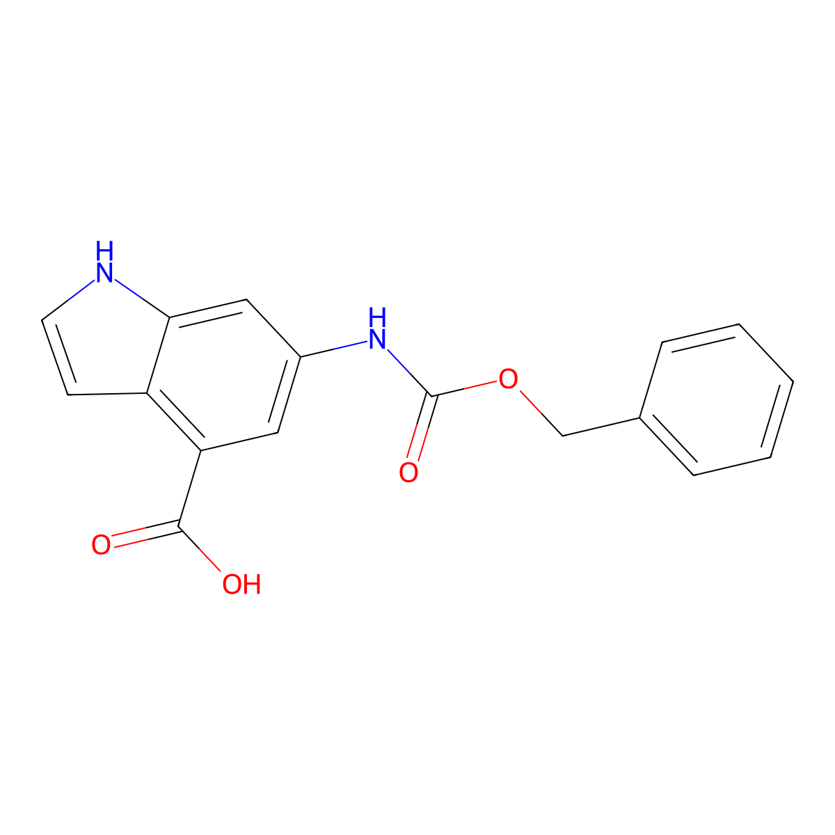6-{[(benzyloxy)carbonyl]amino}-1H-indole-4-carboxylic acid molecular structure, CAS 2580252-83-9
