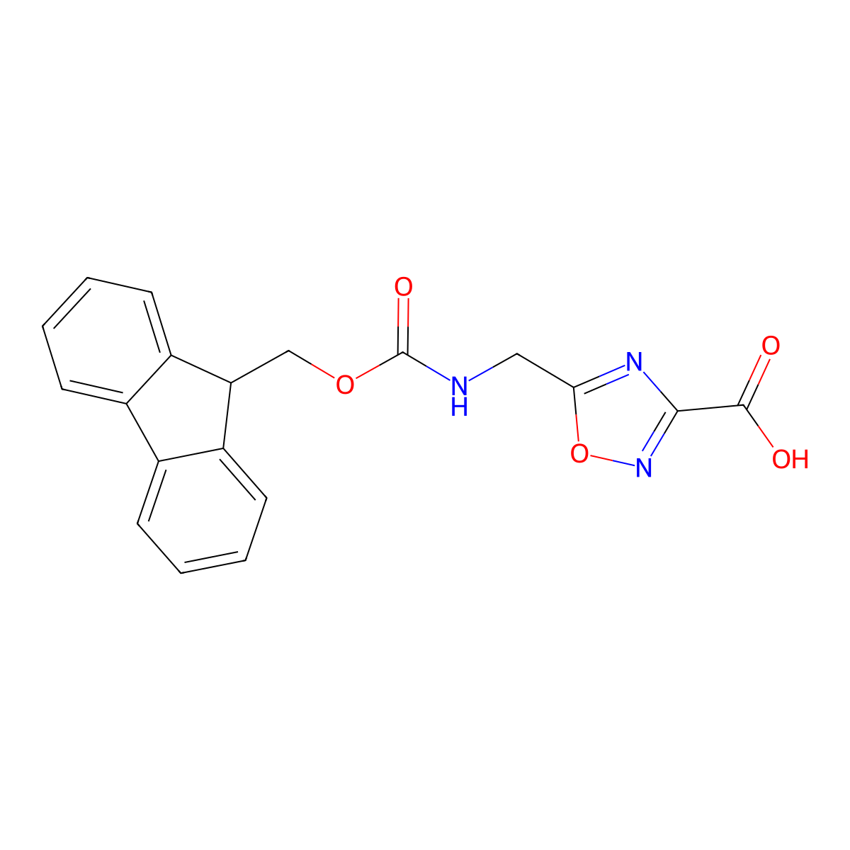 5-[({[(9H-fluoren-9-yl)methoxy]carbonyl}amino)methyl]-1,2,4-oxadiazole-3-carboxylic acid molecular structure, CAS 2580252-84-0