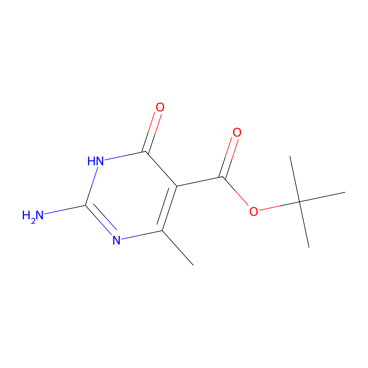 Tert-butyl 2-amino-4-methyl-6-oxo-1,6-dihydropyrimidine-5-carboxylate molecular structure, CAS 2580252-98-6