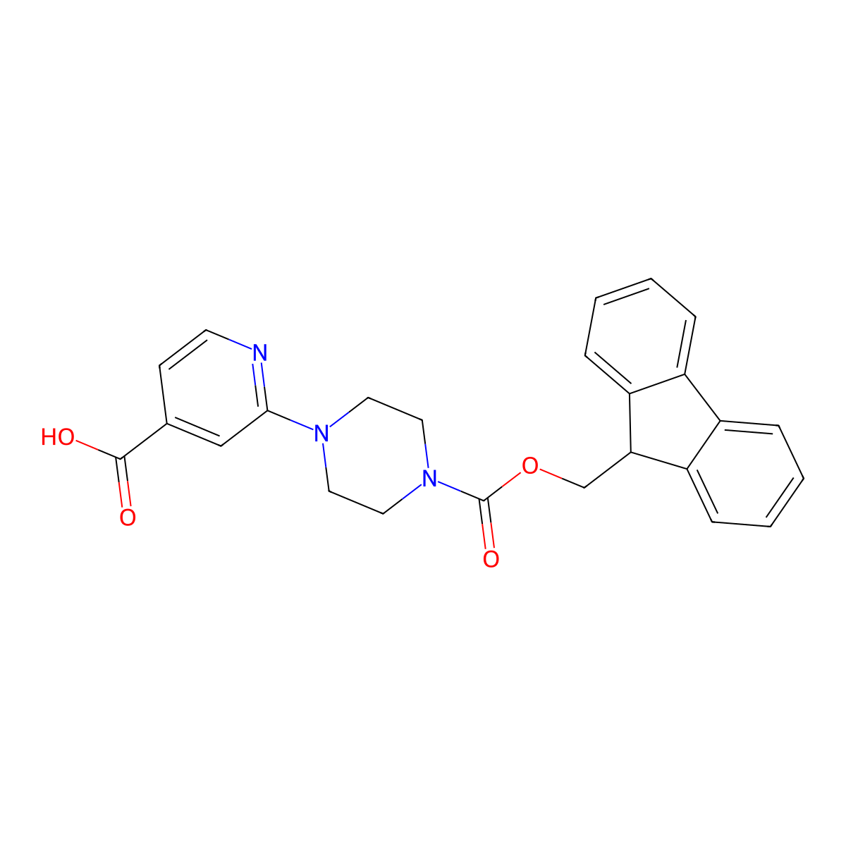 2-(4-{[(9H-fluoren-9-yl)methoxy]carbonyl}piperazin-1-yl)pyridine-4-carboxylic acid molecular structure, CAS 2580253-06-9