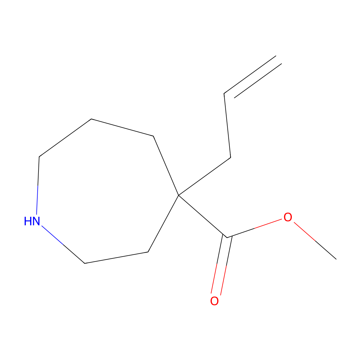 Methyl 4-(prop-2-en-1-yl)azepane-4-carboxylate molecular structure, CAS 2580253-07-0