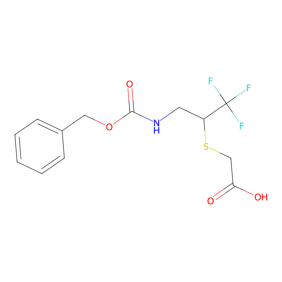 2-[(3-{[(Benzyloxy)carbonyl]amino}-1,1,1-trifluoropropan-2-yl)sulfanyl]acetic acid molecular structure, CAS 2580253-20-7