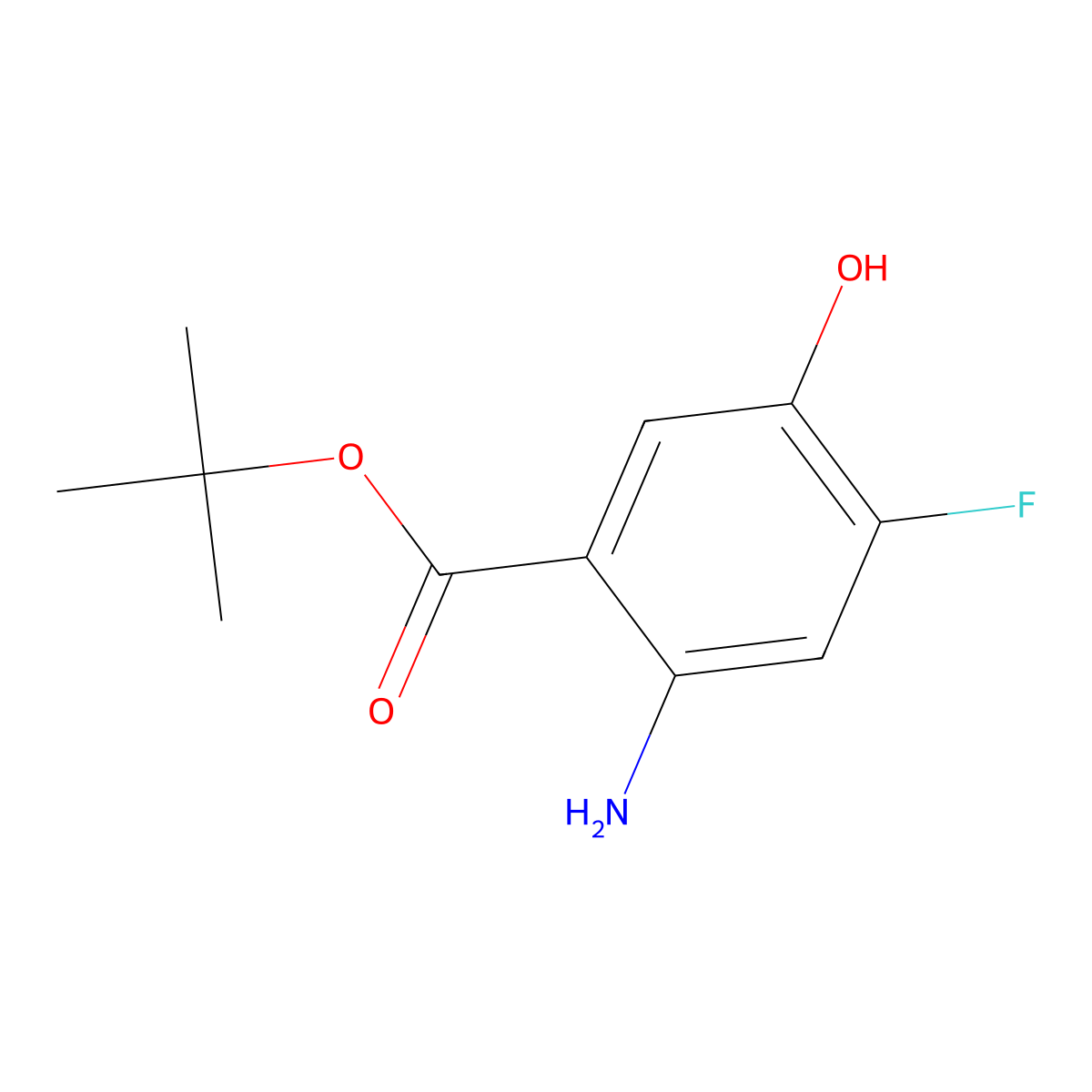 Tert-butyl 2-amino-4-fluoro-5-hydroxybenzoate molecular structure, CAS 2580253-24-1