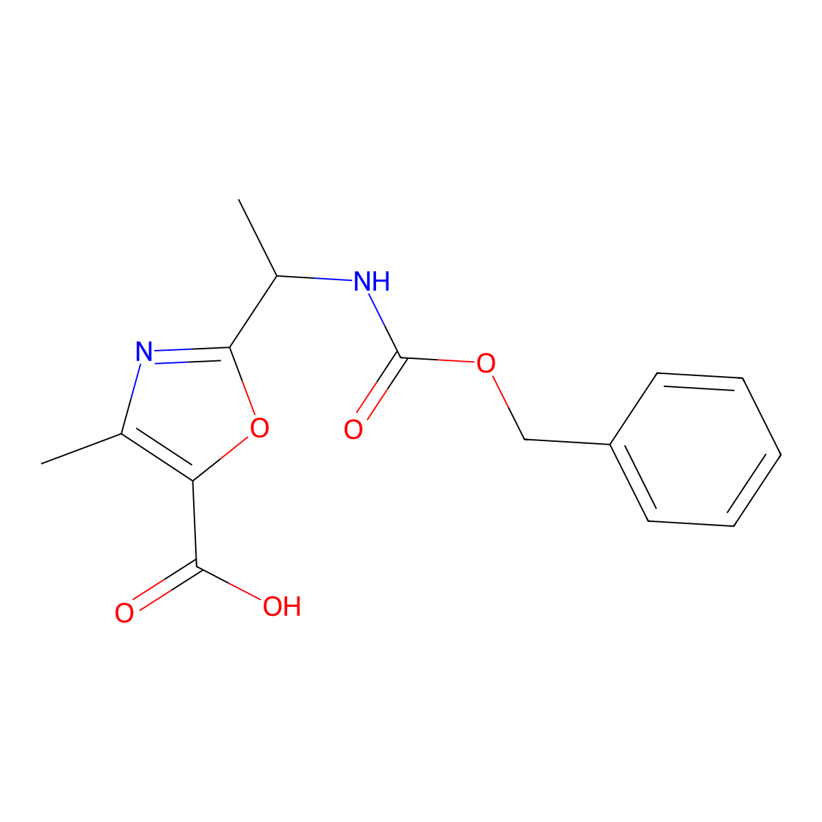 2-(1-{[(Benzyloxy)carbonyl]amino}ethyl)-4-methyl-1,3-oxazole-5-carboxylic acid molecular structure, CAS 2580253-25-2