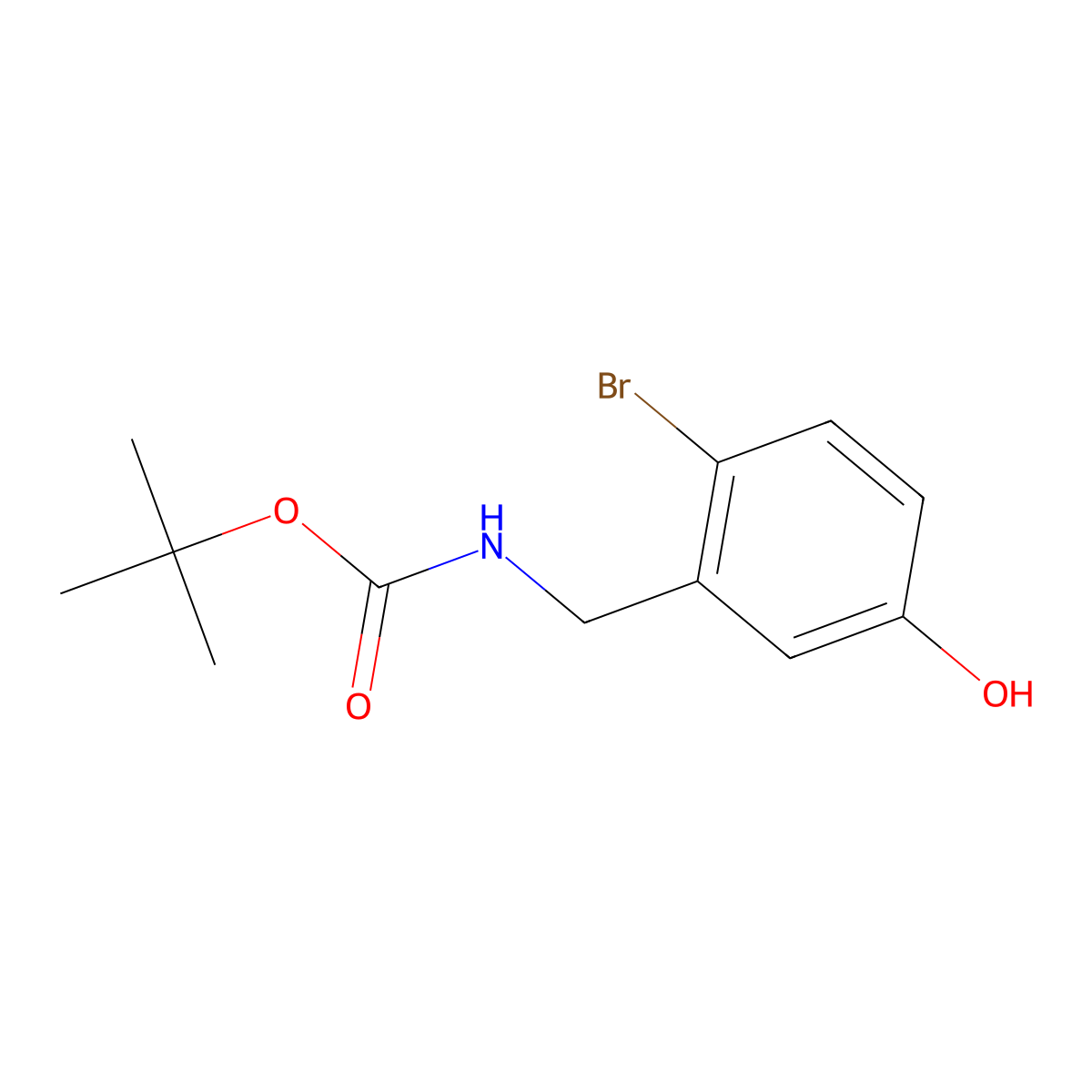 tert-butyl N-[(2-bromo-5-hydroxyphenyl)methyl]carbamate molecular structure, CAS 2580253-30-9