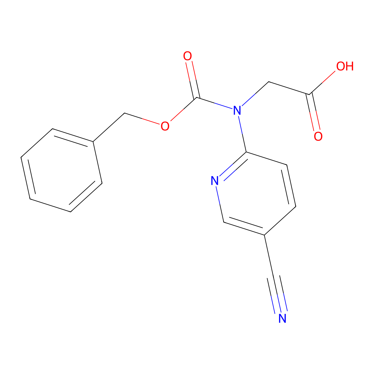 2-{[(Benzyloxy)carbonyl](5-cyanopyridin-2-yl)amino}acetic acid molecular structure, CAS 2580253-37-6
