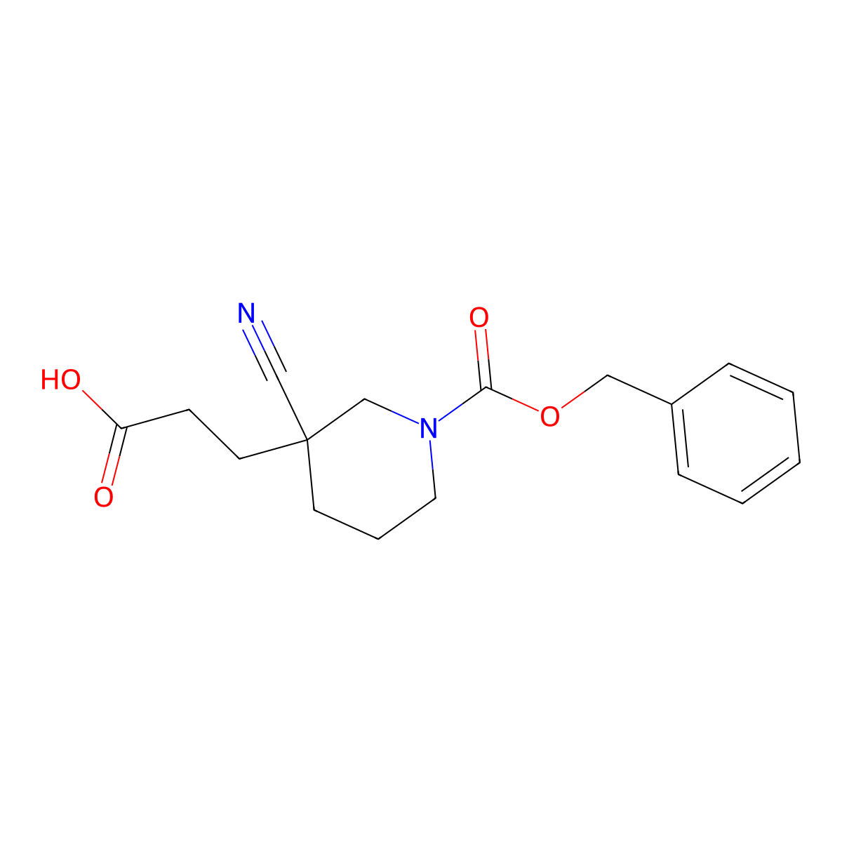 3-{1-[(Benzyloxy)carbonyl]-3-cyanopiperidin-3-yl}propanoic acid molecular structure, CAS 2580253-52-5