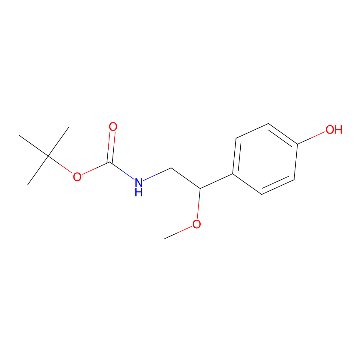 tert-butyl N-[2-(4-hydroxyphenyl)-2-methoxyethyl]carbamate molecular structure, CAS 2580253-53-6