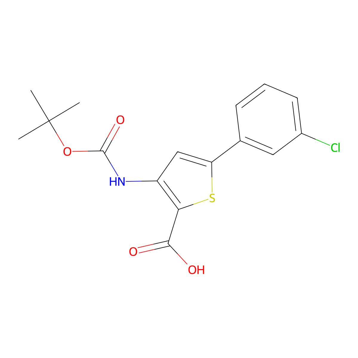 3-{[(Tert-butoxy)carbonyl]amino}-5-(3-chlorophenyl)thiophene-2-carboxylic acid molecular structure, CAS 2580253-57-0