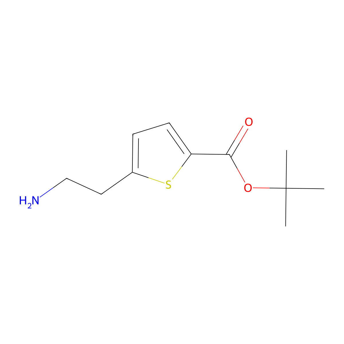 Tert-butyl 5-(2-aminoethyl)thiophene-2-carboxylate molecular structure, CAS 2580253-63-8