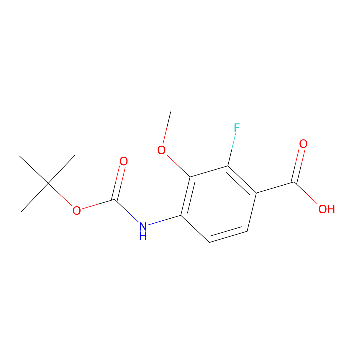 4-{[(Tert-butoxy)carbonyl]amino}-2-fluoro-3-methoxybenzoic acid molecular structure, CAS 2580253-67-2