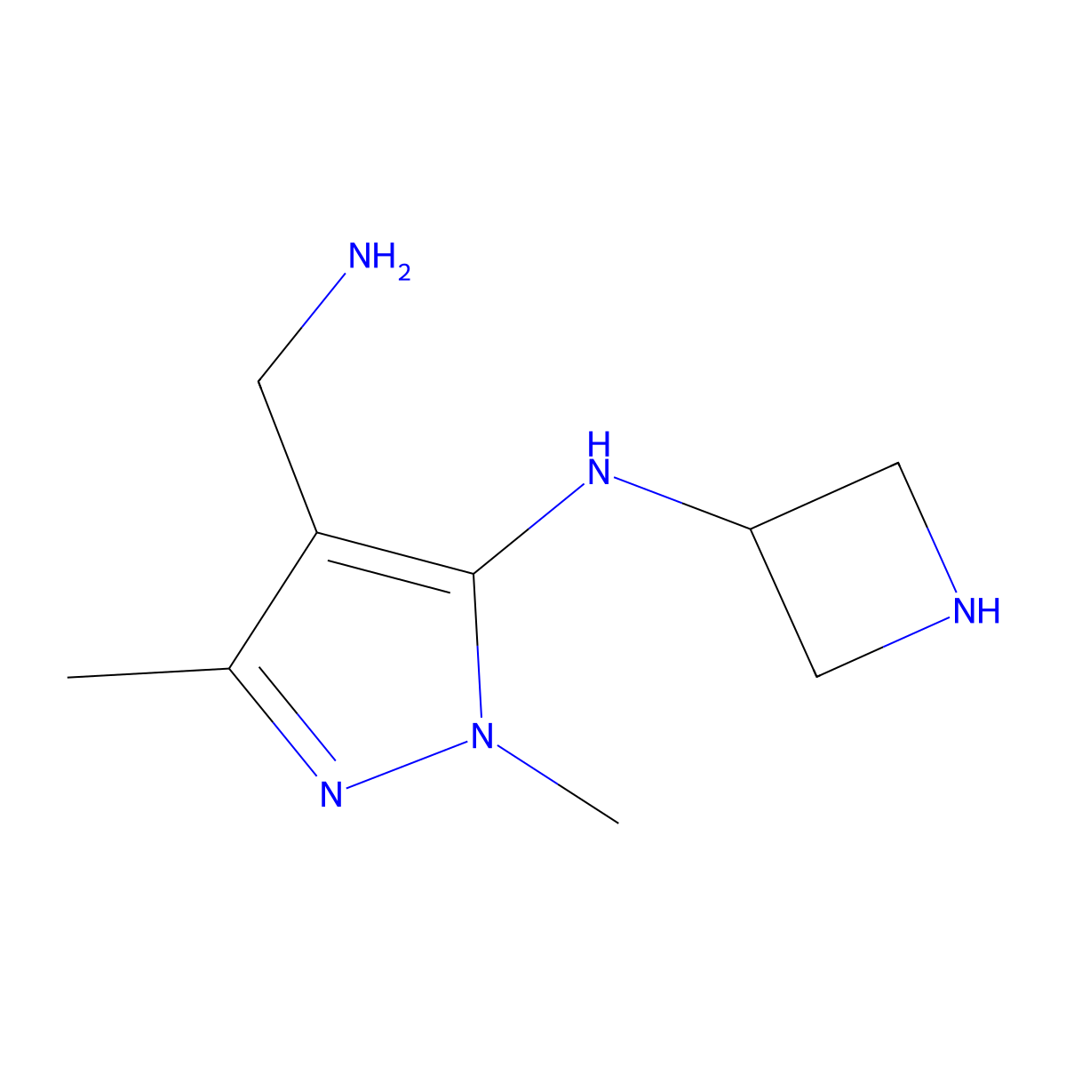 4-(aminomethyl)-N-(azetidin-3-yl)-1,3-dimethyl-1H-pyrazol-5-amine molecular structure, CAS 2580253-80-9