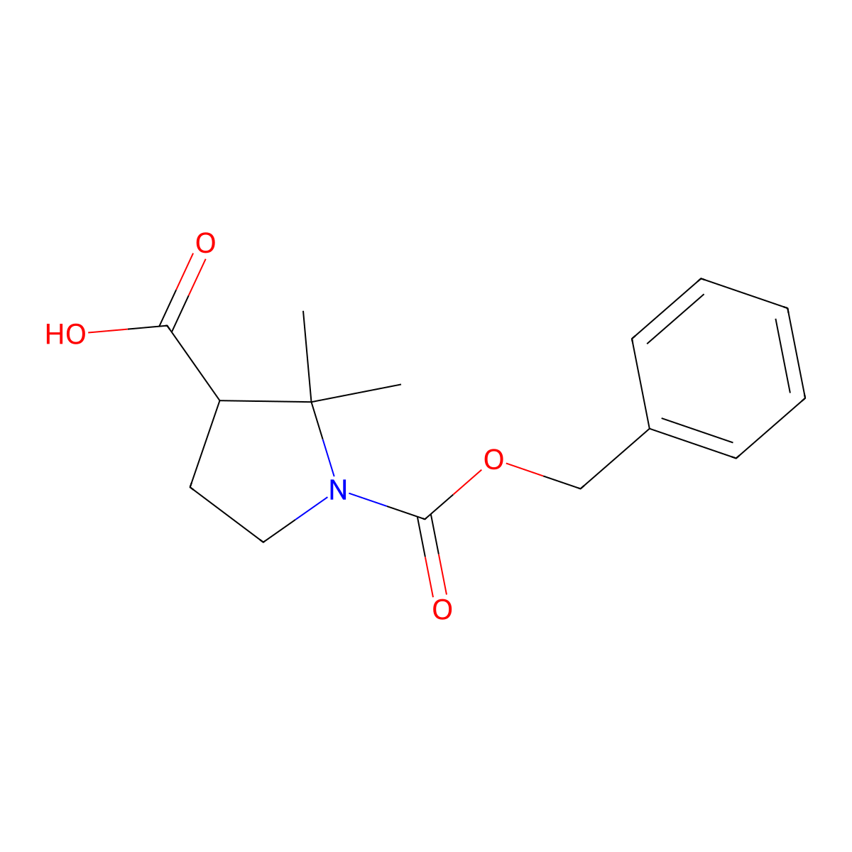 1-[(Benzyloxy)carbonyl]-2,2-dimethylpyrrolidine-3-carboxylic acid molecular structure, CAS 2580253-81-0