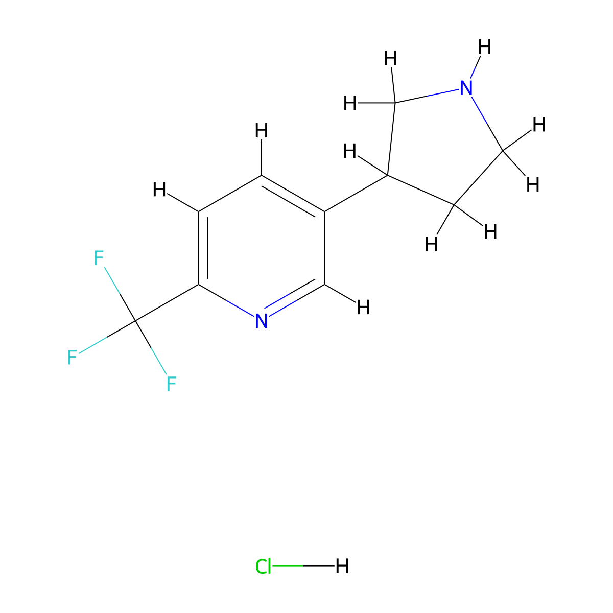 5-(Pyrrolidin-3-yl)-2-(trifluoromethyl)pyridine hydrochloride molecular structure, CAS 2580253-87-6