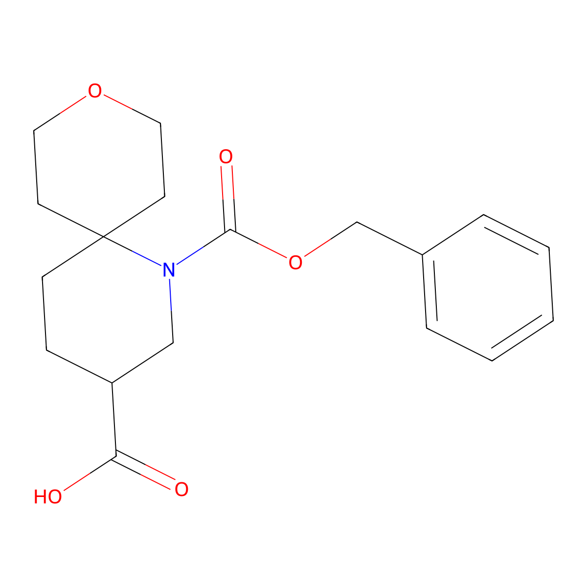 1-[(Benzyloxy)carbonyl]-9-oxa-1-azaspiro[5.5]undecane-3-carboxylic acid molecular structure, CAS 2580253-89-8