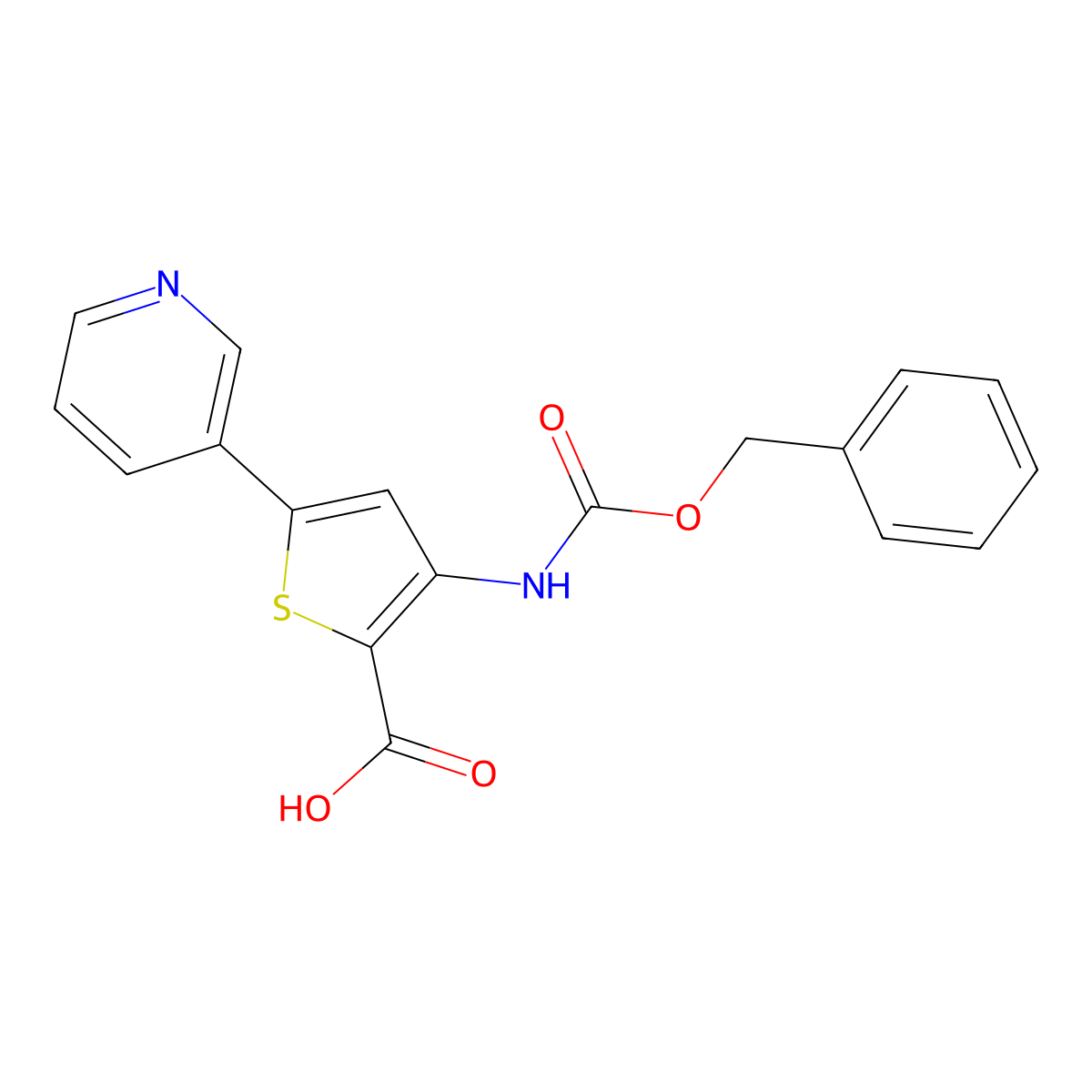 3-{[(Benzyloxy)carbonyl]amino}-5-(pyridin-3-yl)thiophene-2-carboxylic acid molecular structure, CAS 2580254-01-7
