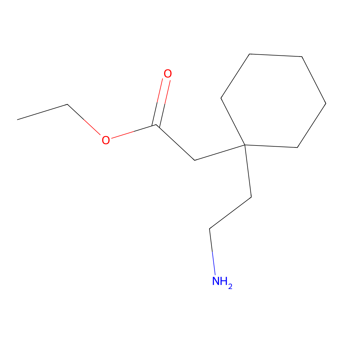 Ethyl 2-[1-(2-aminoethyl)cyclohexyl]acetate molecular structure, CAS 2580254-03-9