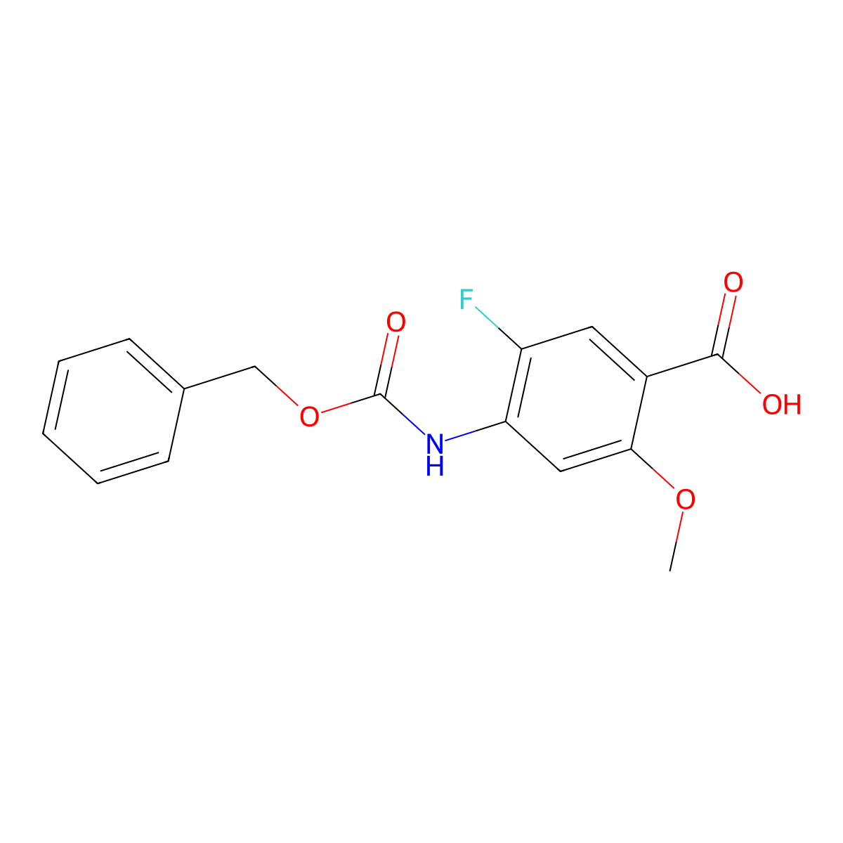 4-{[(Benzyloxy)carbonyl]amino}-5-fluoro-2-methoxybenzoic acid molecular structure, CAS 2580254-09-5